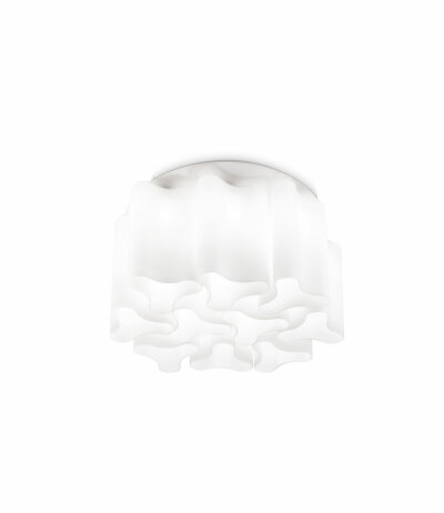 Ideal Lux COMPO PL10 weiße Glas-Deckenleuchte mit E27 Fassungen Metallstruktur Weiß