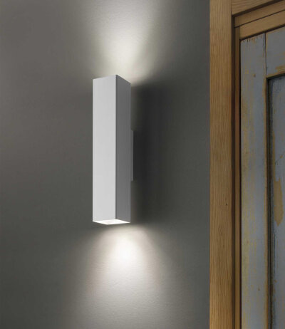 Ideal Lux SKY AP2 Wandleuchte mit GU10 Fassungen Struktur Weiß eckiges Design mit Up- und Downlight