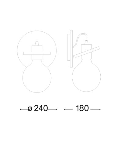 Ideal Lux RADIO AP1 Wandleuchte mit E27 Fassung Struktur Wei&szlig; gl&uuml;hbirnen&auml;hnliches Design