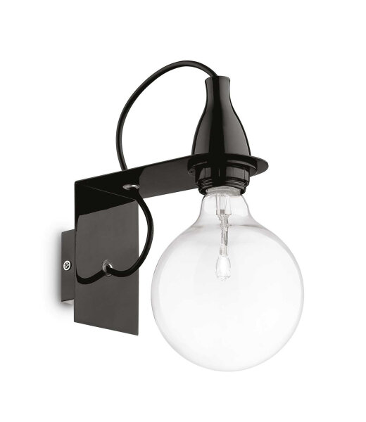 Ideal Lux MINIMAL AP1 Wandleuchte mit E27 Fassung Struktur Schwarz gl&uuml;hbirnen&auml;hnliches Design