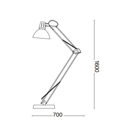 Ideal Lux WALLY PT1 Stehleuchte mit E27 Fassung Struktur Schwarz Gelenkarm verstellbar