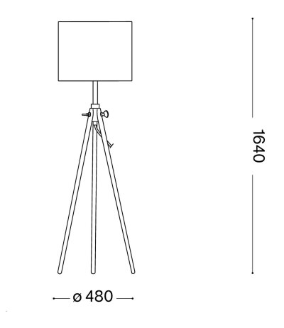 Ideal Lux YORK PT1 weiße Stehleuchte Holzstruktur mit Stoffschirm E27 Fassung Ein/Aus-Schnurschalter