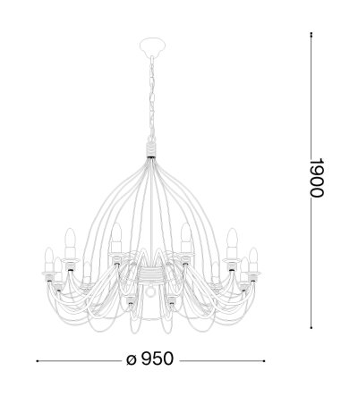 Ideal Lux CORTE SP12 wei&szlig;er Kronleucher &Oslash;95cm Landhausstil 12x E14 Fassung