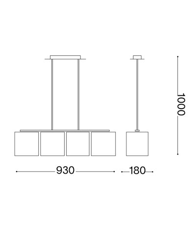 Ideal Lux HILTON SP4 lineare Pendelleuchte wei&szlig;e Stoffschirme Struktur Chrom G9 Fassungen