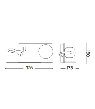 Ideal Lux BOOK-1 AP weiße Nachttischleuchte mit USB-Steckdose Flexarm links