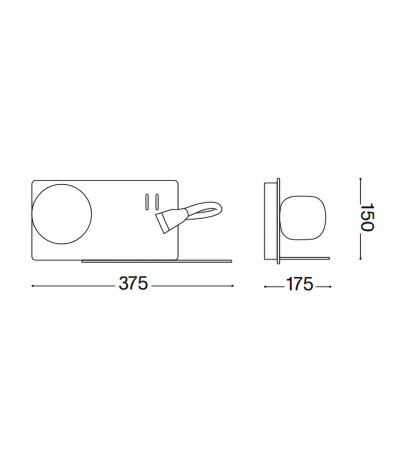 Ideal Lux BOOK-2 AP weiße Nachttischleuchte mit USB-Steckdose Flexarm rechts