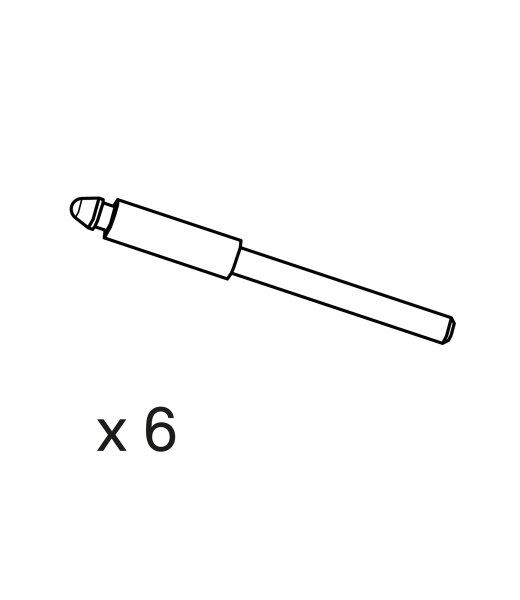 Pos. M: 6 Endstücke für Lampenschirm Stäbchen aluminium