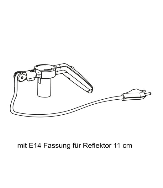 Pos. L: Griff mit Schalter Schwarz (E14, für Ø11cm Reflektor, neue Version)