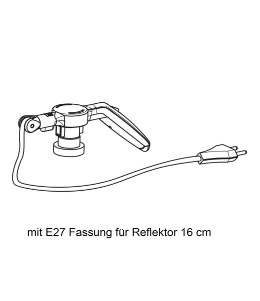 Pos. D: Griff mit Schalter Schwarz (E27, für Ø16cm Reflektor (neue Version)